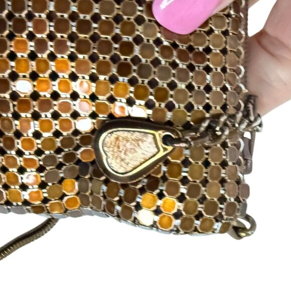 Womens Vintage Gold Mesh Evening Crossbody Purse – Made in Hong Kong Cocktail - Picture 3 of 9